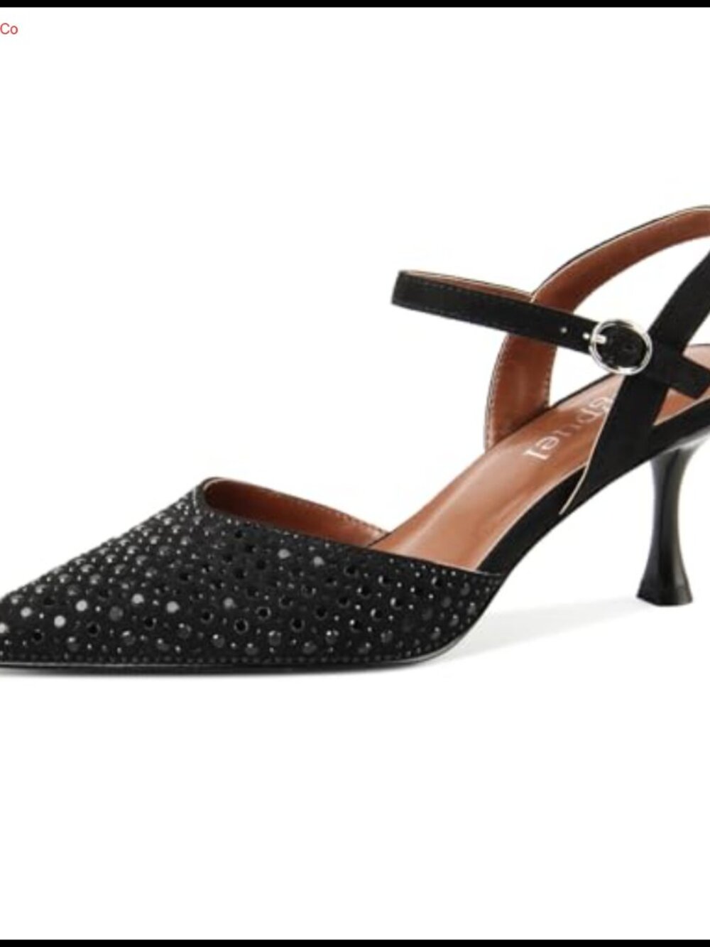 Rhinestone Kitten Heel Slingback Pumps Closed Toe Dress Shoes